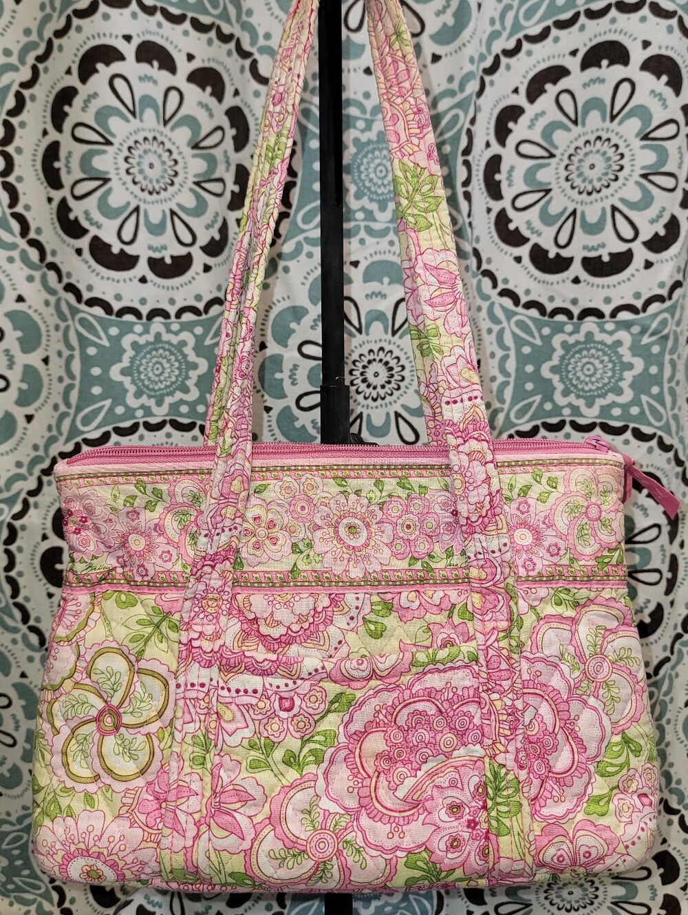 Vera Bradley Petal Pink Little Betsy Shoulder Bag 2006 Rare Retired Y2K Floral